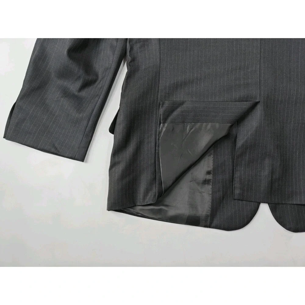 Brooks Brothers Madison Mens 44L Wool Sport Coat Gray Pinstripe Italy Blazer